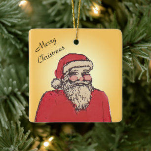 Ornement En Céramique Père Noël joyeux avec votre texte