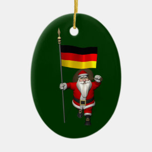 Ornement En Céramique Père Noël Patriotique Avec L'Ensigne D'Allemagne