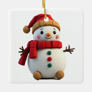 Ornement En Céramique Père Noël Peluche Rétro Avec Écharpe Noël