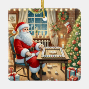 Ornement En Céramique Père Noël personnalisé Joueur Mahjong favori