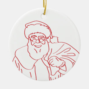 Ornement en céramique Père Noël rouge et blanc