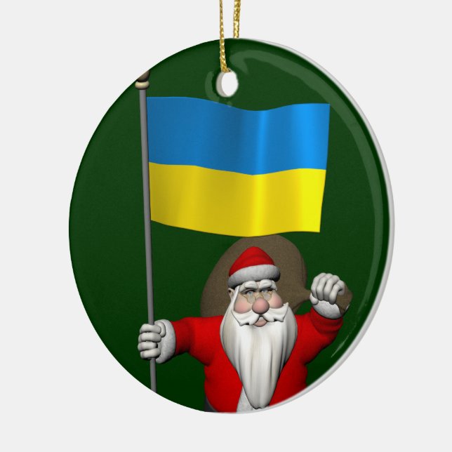 Ornement En Céramique Père Noël Sucré Avec L'Enseigne De L'Ukraine (Gauche)