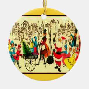 Ornement En Céramique Père Noël vintage avec l'ornement de bouilloire