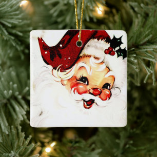 Ornement En Céramique Père Noël vintage : charme joyeux des fêtes