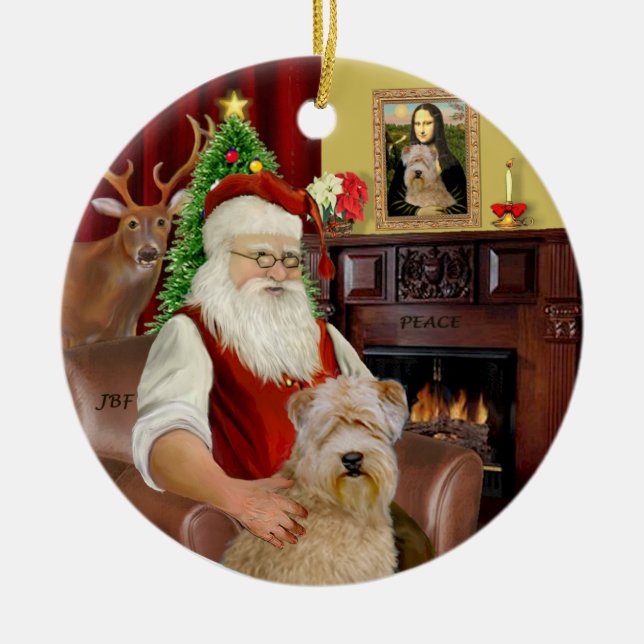 Ornement En Céramique Père Noël-Wheaten Terrier (Devant)