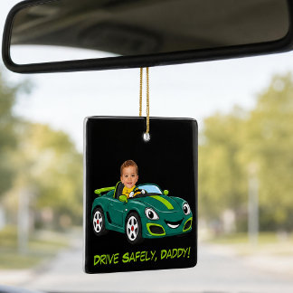 Ornement En Céramique Personalised Baby Photo Drive Safely Daddy Cartoon