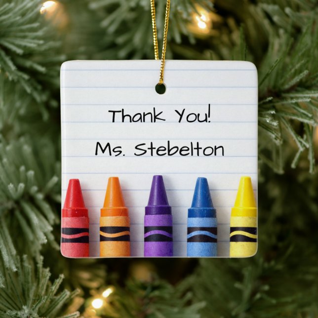 Ornement En Céramique Personalized Crayon Teacher Christmas Ornament (Arbre)