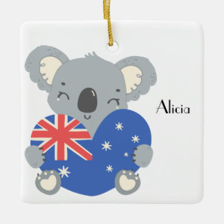 Ornement En Céramique Personalized Cute Koala Australian Christmas