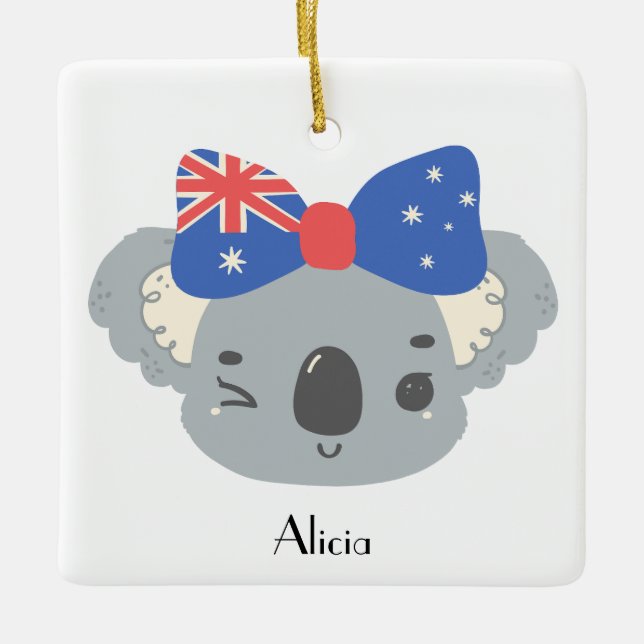 Ornement En Céramique Personalized Cute Koala Australian Christmas (Devant)