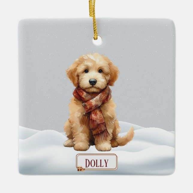 Ornement En Céramique Personalized Golden Doodle Christmas Ornament (Devant)