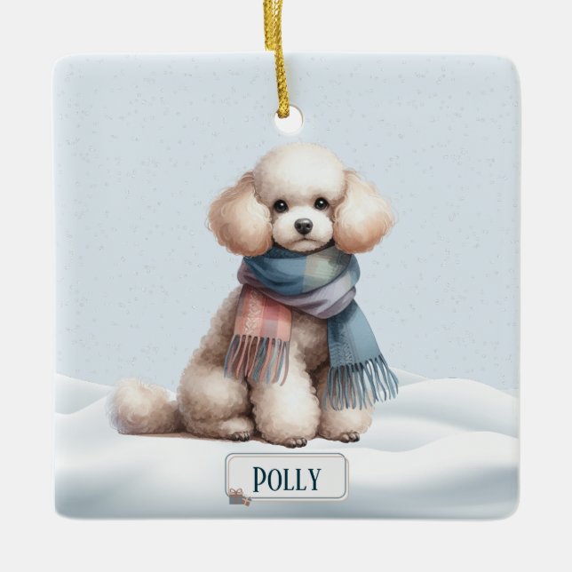 Ornement En Céramique Personalized Poodle Christmas Ornament (Devant)