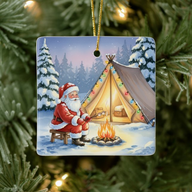Ornement En Céramique Personalized Santa Winter Camping Christmas (Arbre)