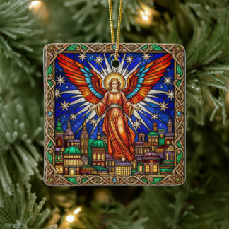 Ornement En Céramique Personalized Stained Glass Archangel Jerusalem 