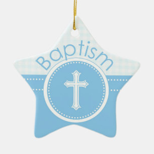 Ornement En Céramique Personnalisable, Enfant de Dieu bleu Baptême garço