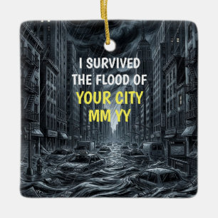 Ornement En Céramique Personnalisable J'ai survécu à l'inondation