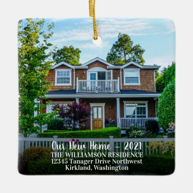 Ornement En Céramique Personnalisé 2 Photo Nouvelle Maison Avec Année, N (Devant)