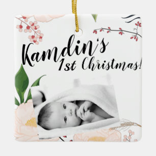 Ornement En Céramique Personnalisé Baby XMAS Ornament Baby Pink Cosmos o