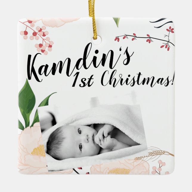 Ornement En Céramique Personnalisé Baby XMAS Ornament Baby Pink Cosmos o (Devant)