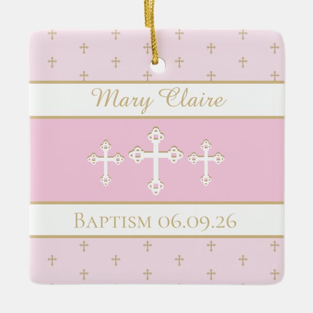 Ornement En Céramique Personnalisé, baptême chrétien Ornament (Devant)
