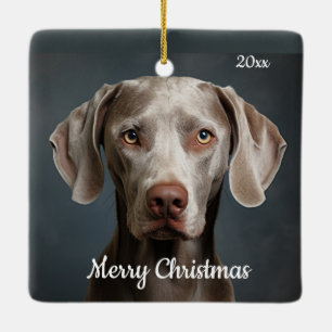 Ornement En Céramique Personnalisé Date Noël Weimaraner Chien animal ani