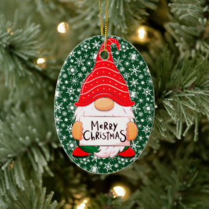 Ornement en céramique personnalisé Gnome de Noël