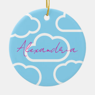 Ornement en céramique personnalisé Noël Nuage Nom 