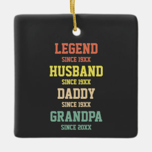 Ornement En Céramique Personnalisé Retro Legend Mari Daddy Grand-père