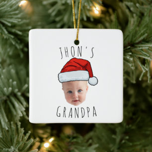 Ornement En Céramique Personnalisé Visage bébé Père Noël Chapeau Photo d