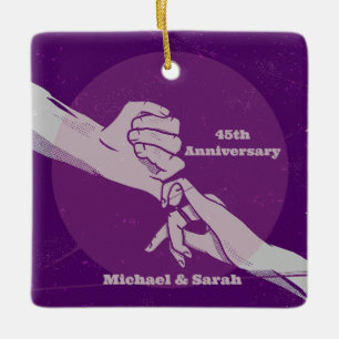 Ornement En Céramique Personnaliser anniversaire couple romantique main
