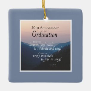 Ornement En Céramique Personnaliser les fêtes d'Ordination du 20e annive