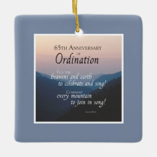 Ornement En Céramique Personnaliser les fêtes d'Ordination du 65e anniv