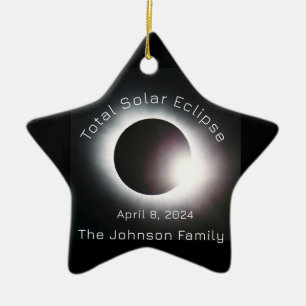 Ornement En Céramique Personnaliser Total éclipse solaire 2024