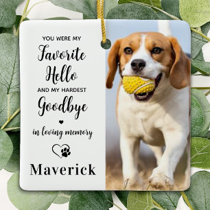 Ornement En Céramique Pet Dog Memorial Remembrance Personalized 3 Photo