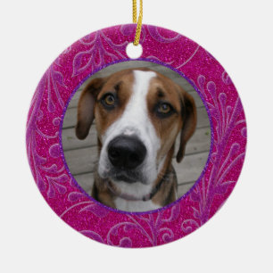 Ornement En Céramique Pet Dog Memorial rose violet photo Noël