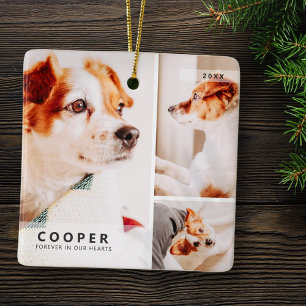 Ornement En Céramique Pet Memorial Modern Simple Geometry Photo Collage