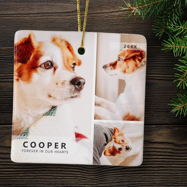 Ornement En Céramique Pet Memorial Modern Simple Geometry Photo Collage (Créateur téléchargé)