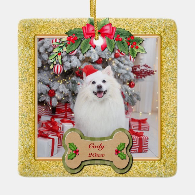 Ornement En Céramique Pet Photo Christmas, Keepsake for Dog Lovers (Devant)