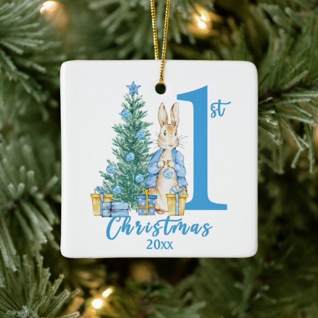 Ornement En Céramique Peter Rabbit 1er Noël bleu (Arbre)