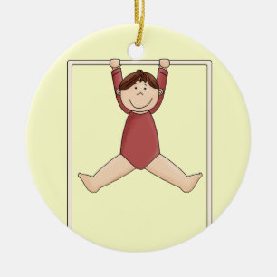 Ornement En Céramique Petite Gymnaste à la Barre Fixe