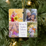 Ornement En Céramique Petites filles mignonnes Photos personnalisées gra<br><div class="desc">Cette petite-fille mignonne et personnalisée ornement de Noël pour une grand-mère dispose d'une disposition moderne de 4 photos de petits-enfants sur un arrière - plan blanc avec jolie typographie violette lilas lecture We Love You Grand-mère. Ce beau cadeau photo pour petits-enfants comporte votre propre collage photographique entourant votre message personnalisé...</div>