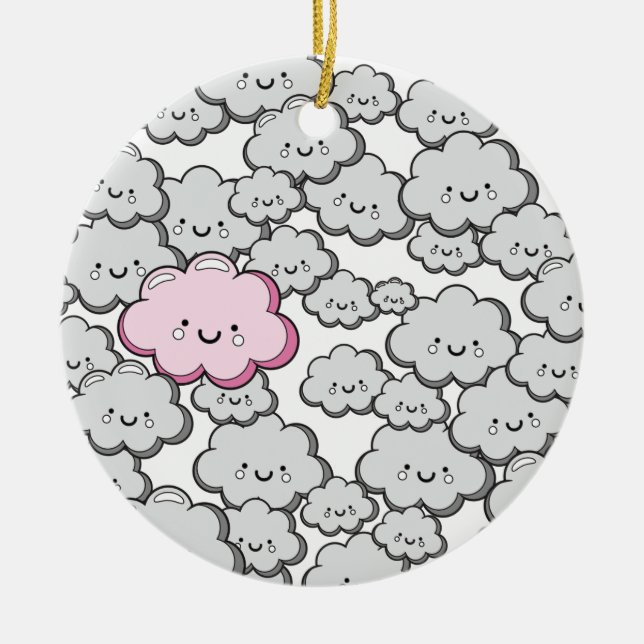 Ornement En Céramique Petits nuages gris (Devant)