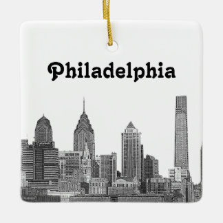 Ornement En Céramique Philadelphie Skyline Etché