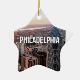 Ornement En Céramique Philadelphie Skyline Vue aérienne Typographie Urba