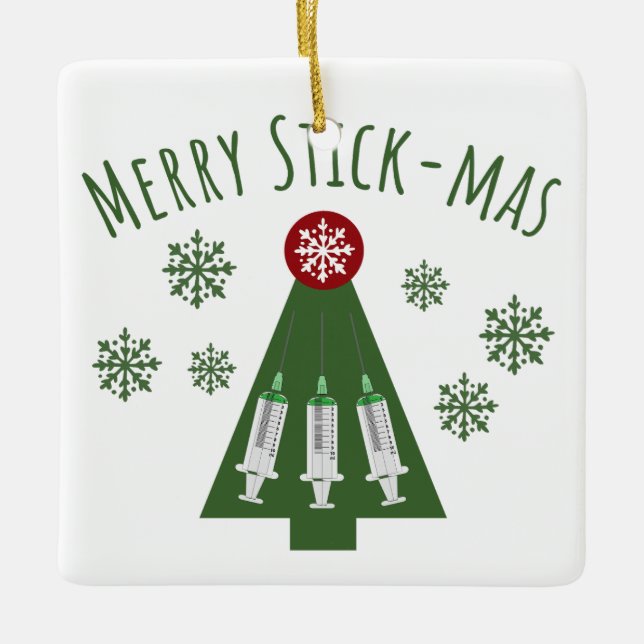 Ornement En Céramique Phlebotomiste mignon vert sapin de Noël (Devant)