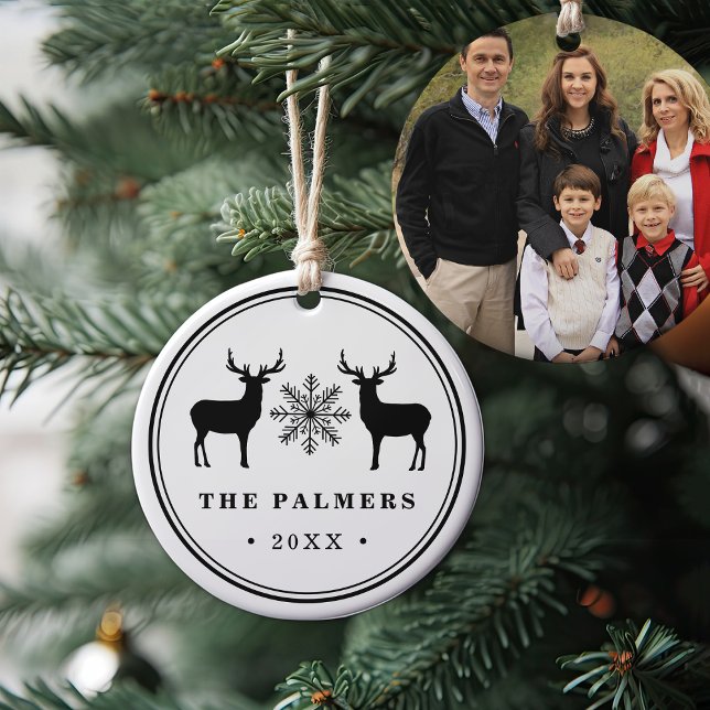 Ornement En Céramique Photo à double face de Woodland Deer (Créateur téléchargé)