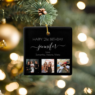 Ornement En Céramique Photo best friends anniversaire noir blanc chic