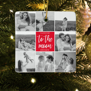 Ornement En Céramique Photo Collage Couple Moderne & Citation De La Lune