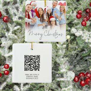 Ornement En Céramique Photo Company QR Code Joyeux cadeau de Noël