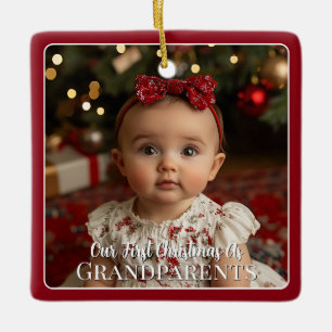 Ornement En Céramique Photo de bébé moderne Premier Noël en tant que gra