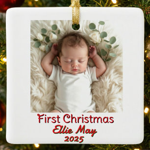 Ornement En Céramique Photo de bébé Premier Noël Personnaliser